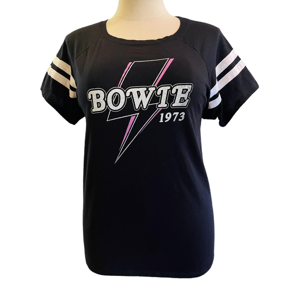 Torrid 2 (2X 18/20) David Bowie Bolt Print Punk Glam Football Varsity Stripe Tee